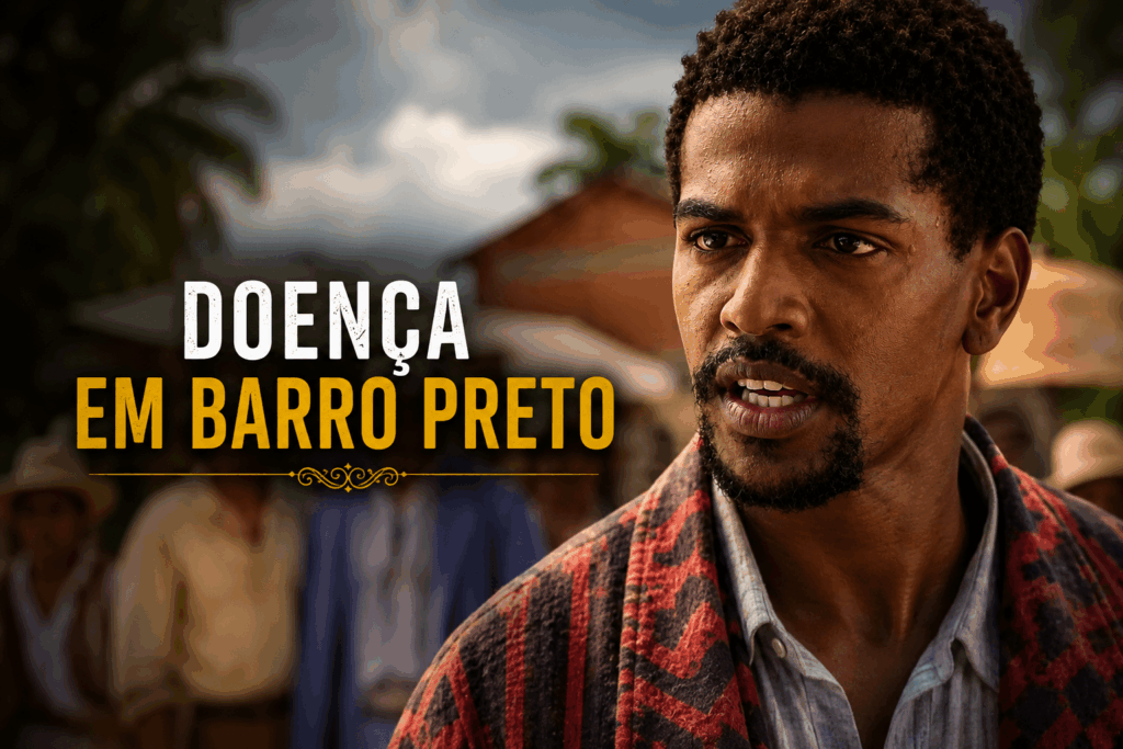 Tonho preocupado em cena de A Nobreza do Amor após doença se espalhar em Barro Preto