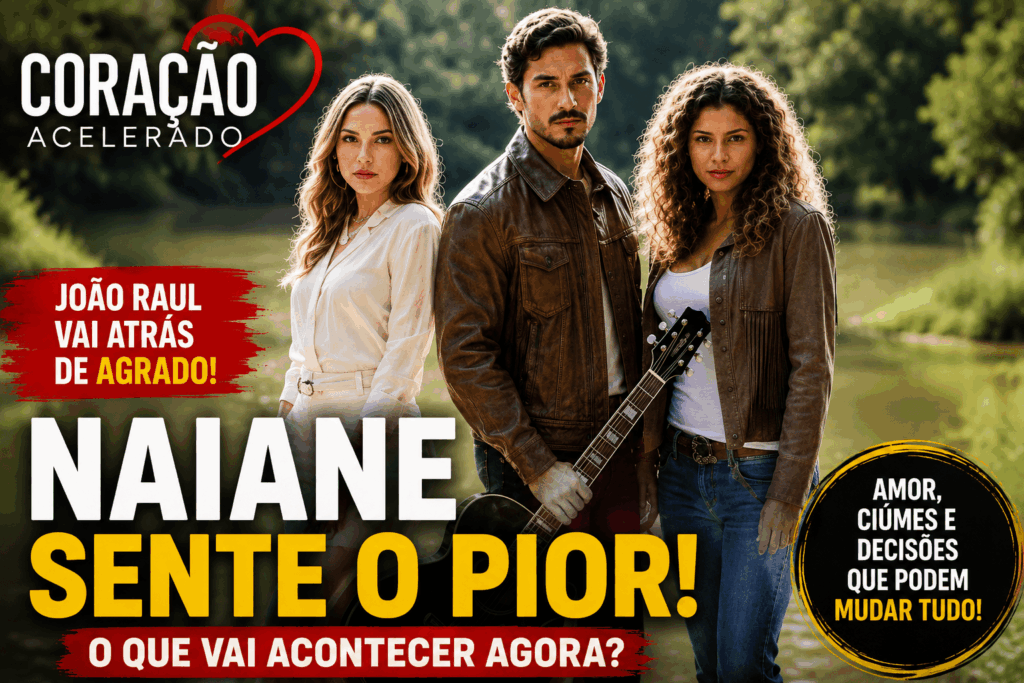 João Raul entre Agrado e Naiane em cena dramática da novela Coração Acelerado
