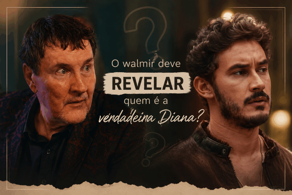 Walmir e João Raul em cena de Coração Acelerado discutindo a revelação sobre a verdadeira Diana