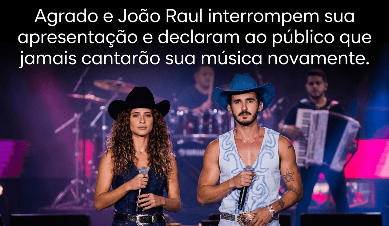 Leia mais sobre o artigo Agrado e João Raul interrompem sua apresentação e declaram ao público que jamais cantarão sua música novamente.