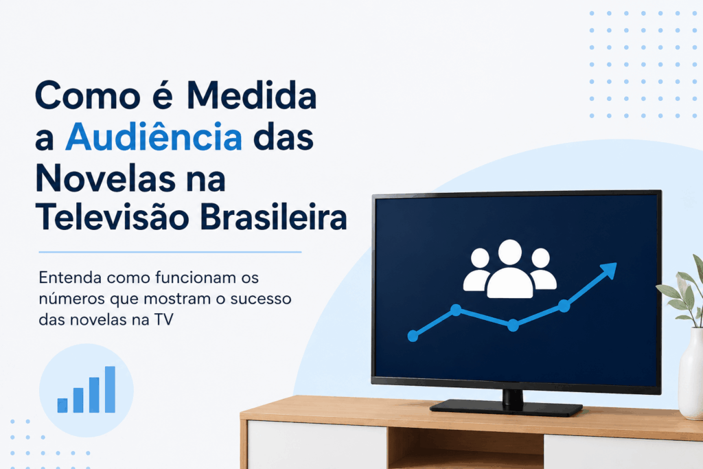 Ilustração explicando o significado de um ponto de audiência no Ibope com televisão exibindo gráficos de audiência e dados estatísticos.