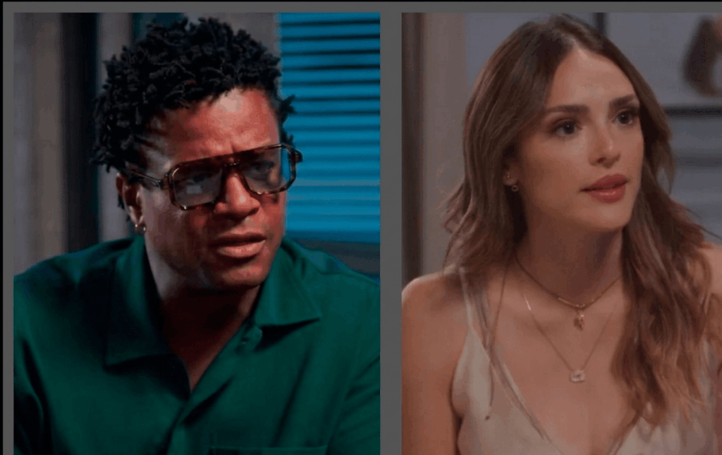 Leandro e Naiane aparecem em uma cena tensa de Coração Acelerado, enquanto o personagem descobre uma suposta armação que pode mudar os rumos da história.